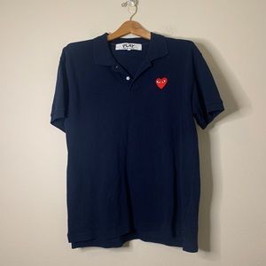 Comme de Garçons navy blue polo XL